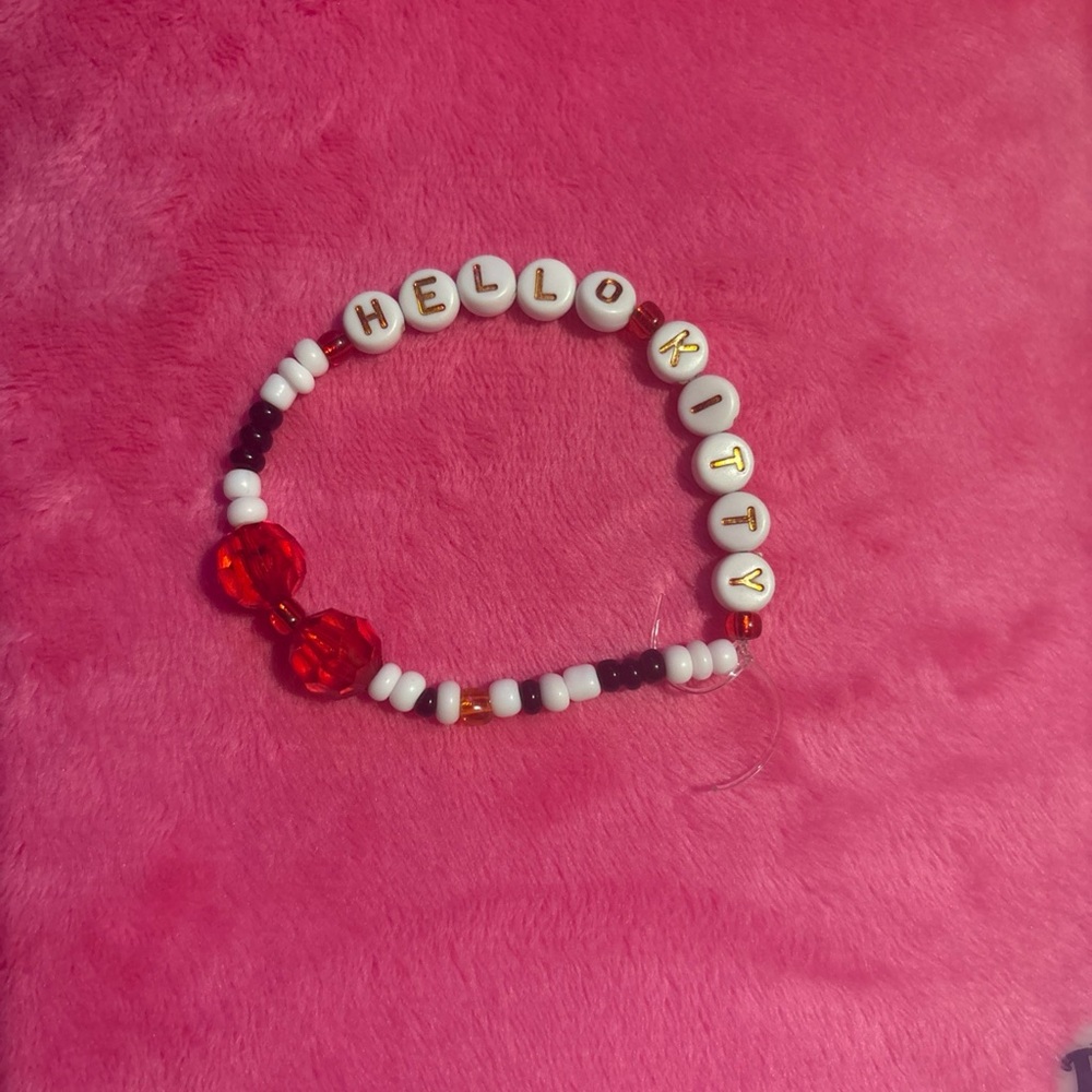 Hello Kitty Red and White Beaded Bracelet